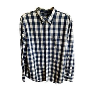 Men's Old Navy Blue and White Plaid Button Down Long Sleeve Shirt. Size XXL.